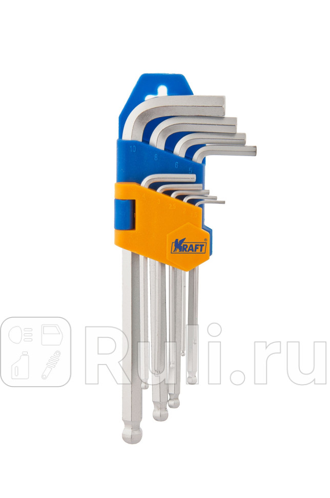 Набор ключей г-образных шестигранных 9 пр c шаром Kraft KRAFT KT 700563 690₽
