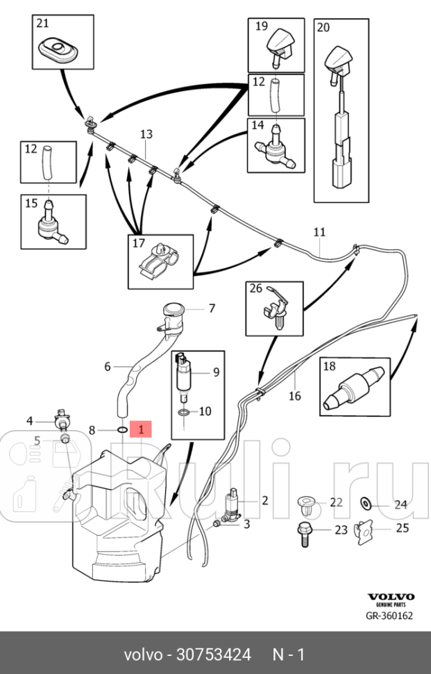 Бачок стеклоомывателя VOLVO 30753424 0₽