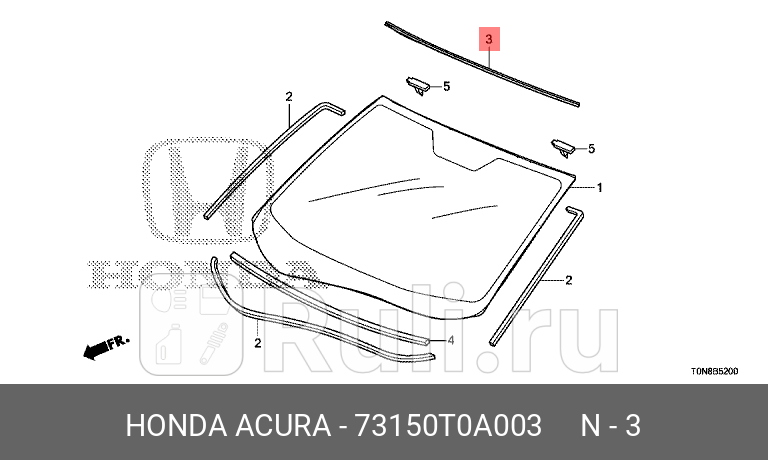 Молдинг стекла honda cr-v 2012 - 2014 HONDA 73150T0A003 1570₽