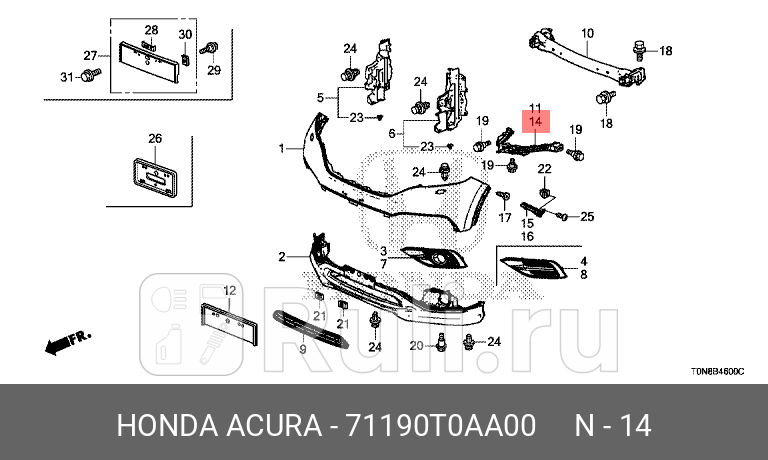 Кронштейн фары honda cr-v 2012 - 2014 HONDA 71190T0AA00 0₽