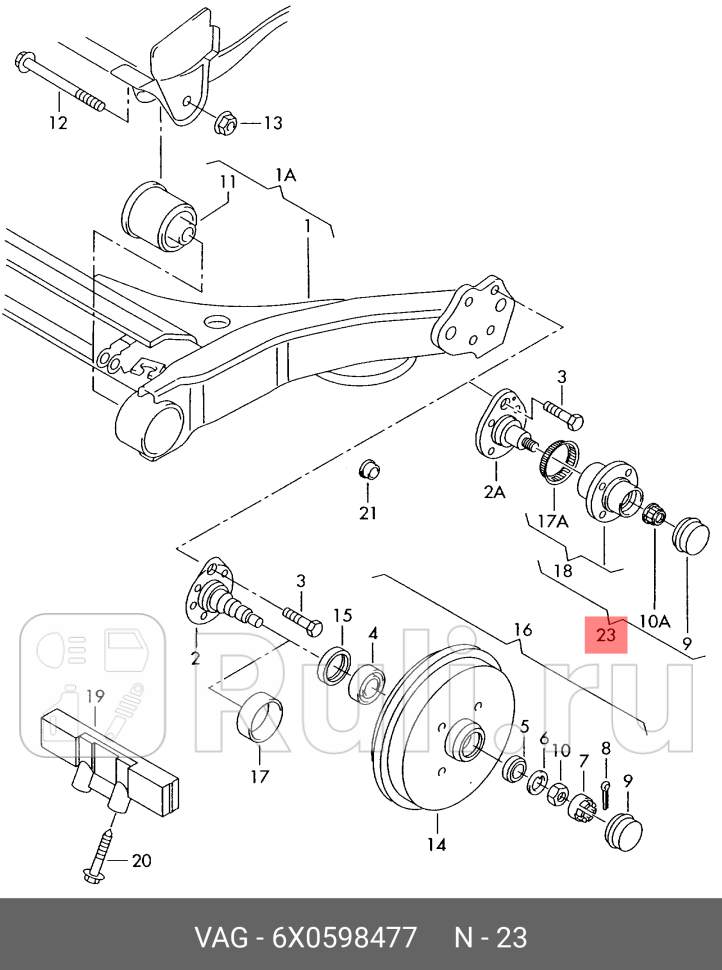 Подшипник ступицы задней VAG 6X0598477 0₽