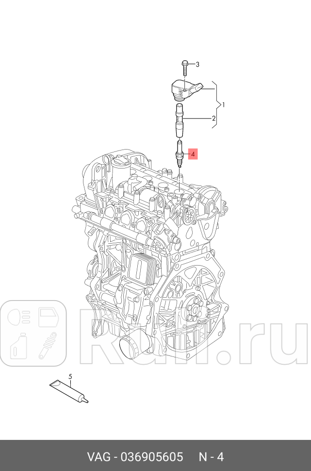 Свеча зажигания 036905605 VAG 036905605 0₽