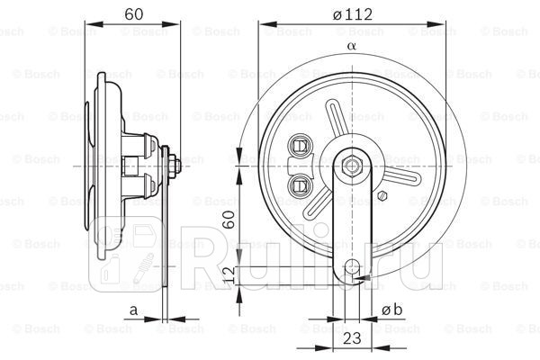 Сигнал звуковой 24v 335hz тип fd4 scania iveco opel man BOSCH 0 986 320 312 2110₽