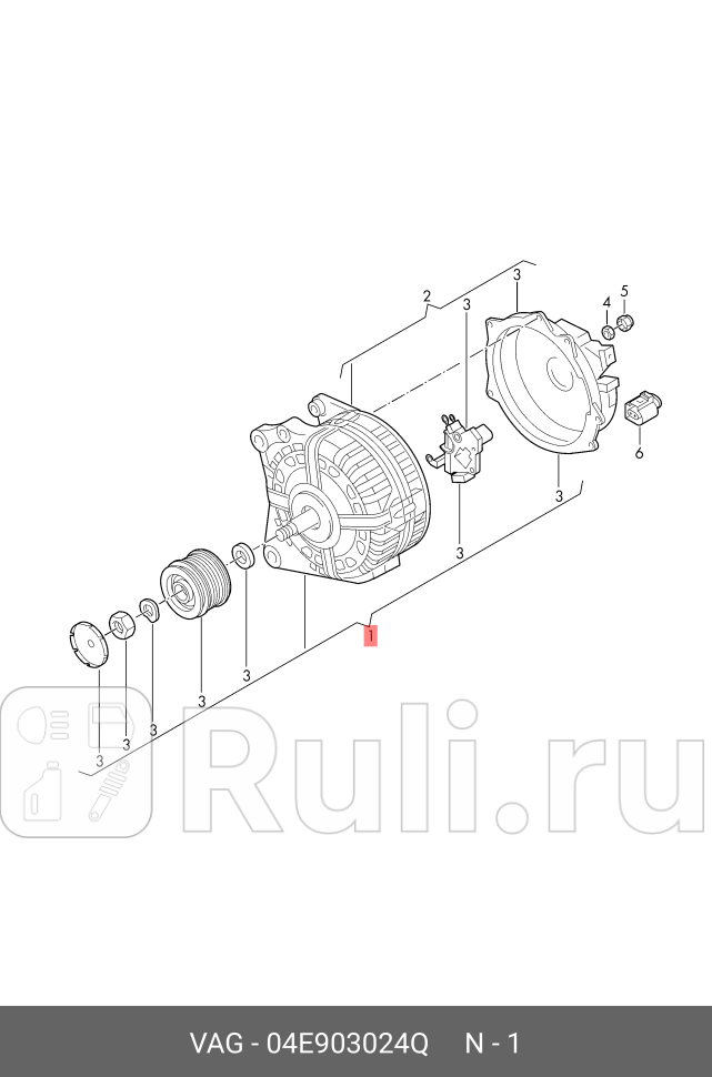 Шкив генератора VAG 04E903024Q 33510₽