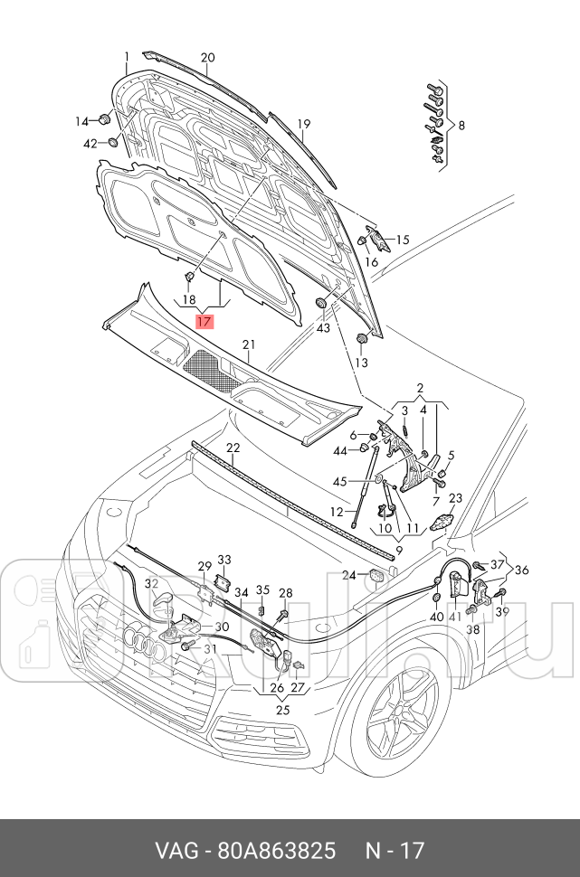 Шумоизоляция капота silencer VAG 80A863825 0₽