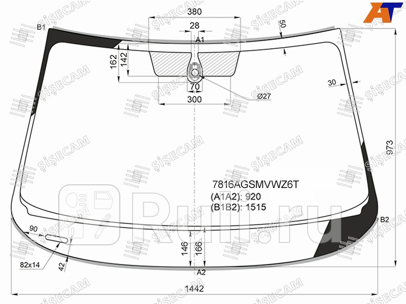 Лобовое стекло для Skoda Octavia A7 2017-2020 SISECAM 7816AGSMVWZ6T 10910₽