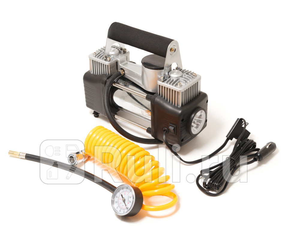 Компрессор автомобильный двухцилиндровый с фонарем 65 лмин 23а 12v Forsage F-2014243 4010₽