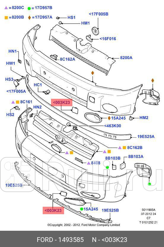 Заглушка переднего бампера FORD 1493585 0₽