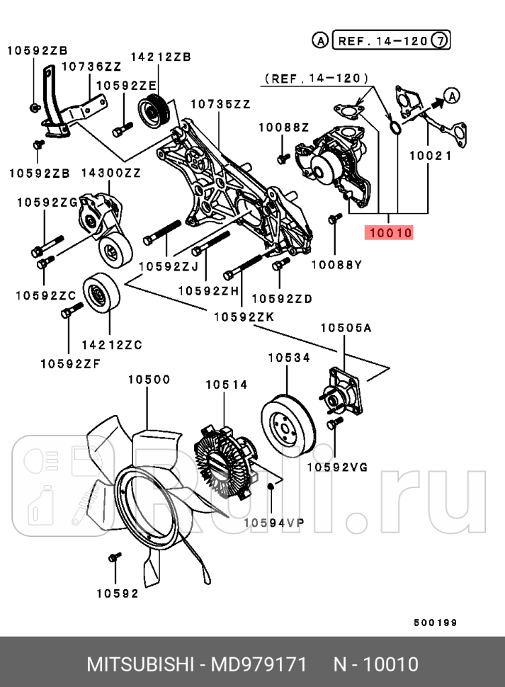 Помпа mitsubishi pajero 30 6g72 35 6g74 35 v6 gdi 00 MITSUBISHI MD979171 23060₽