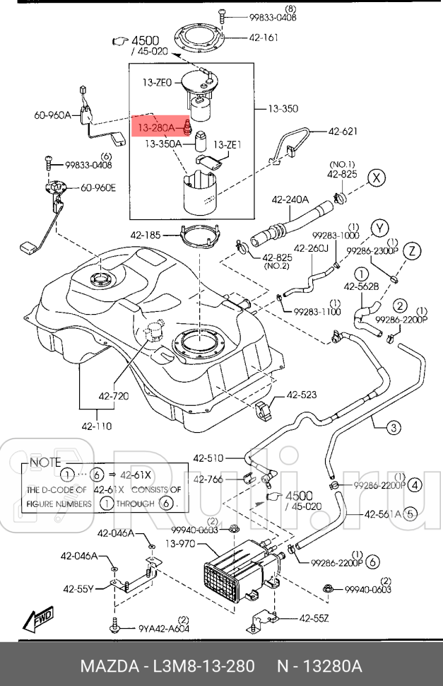 Регулятор давления подачи топлива cx-5 kekf cx-7 mazda3 mazda6 gjgl MAZDA L3M813280 6190₽