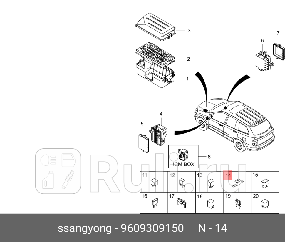 предохранитель 150А SsangYong Kyron D20D27 05 SSANG YONG 9609309150 470₽