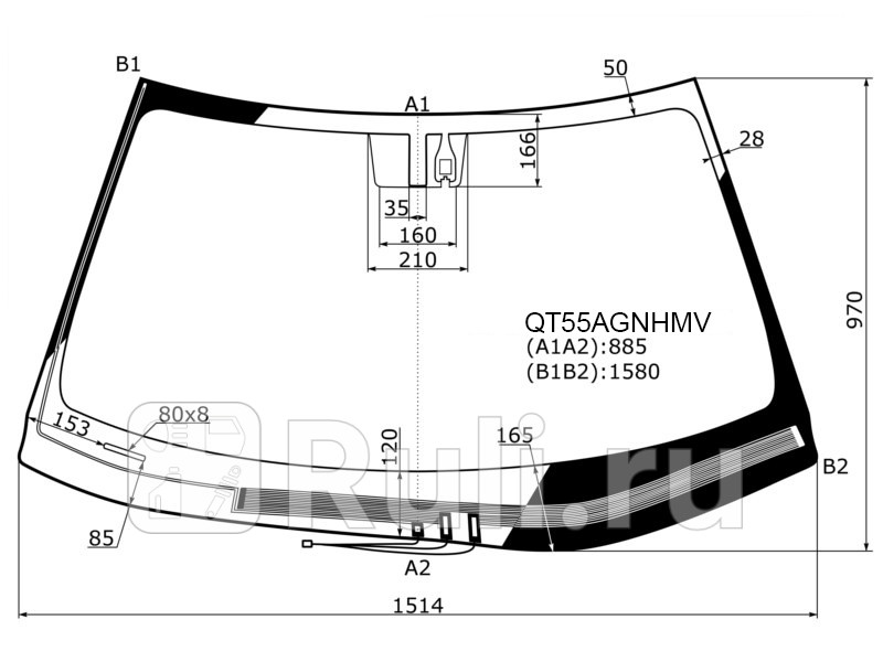 Стекло лобовое Обогрев щеток Датчик дождя Lexus ES 12-18 FUYAO QT55AGNHMV 10890₽
