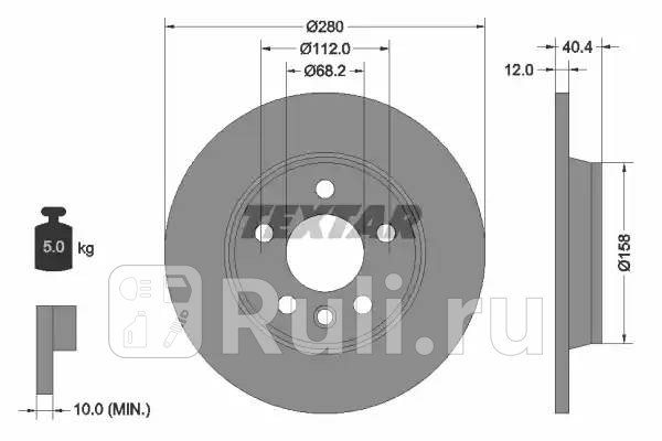 Диск тормозной задний vw t4 2819td 90 TEXTAR 92083903 0₽