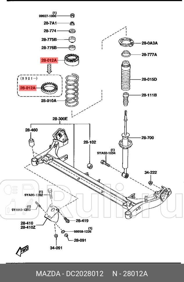 Опора пружины задняя верхняя mazda demio MAZDA DC2028012 540₽