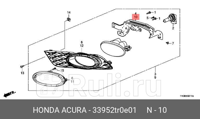 Кронштейн противотуманной фары HONDA 33952TR0E01 0₽