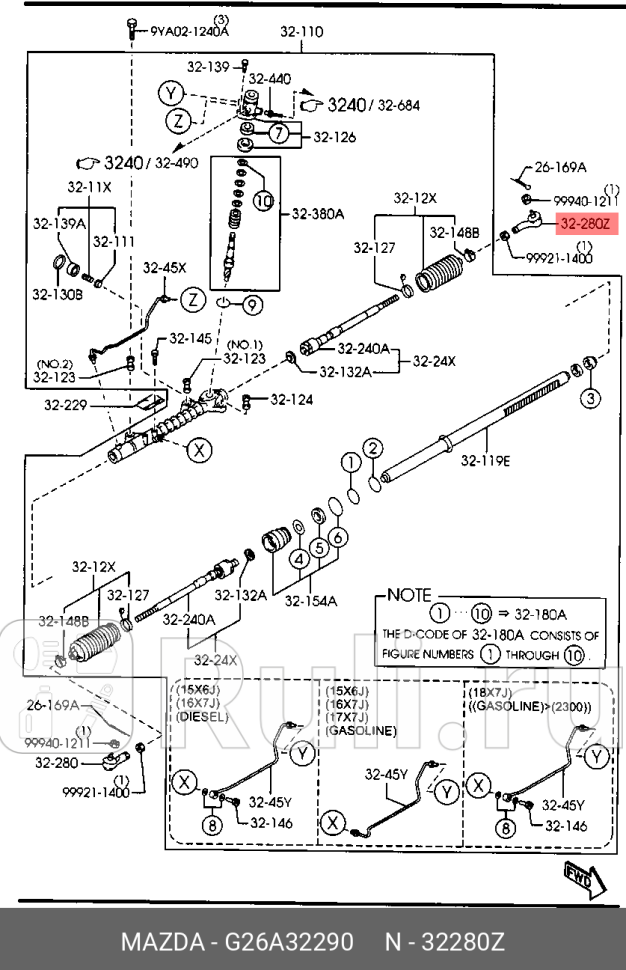 Наконечник рулевой org MAZDA G26A32290 0₽
