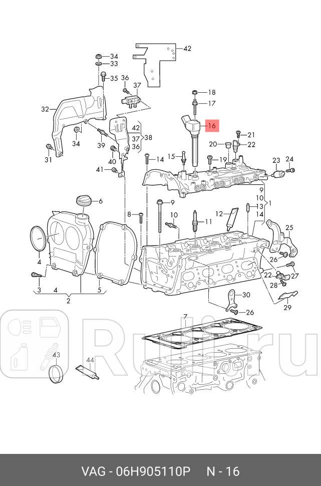 Катушка зажигания VAG 06H905110P 0₽