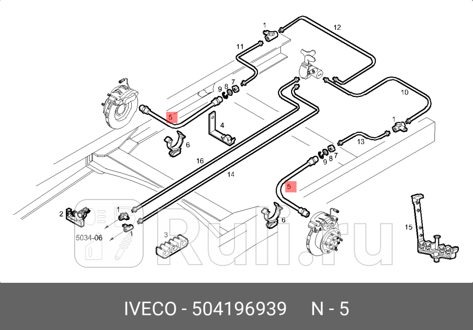 шланг тормозной заднийIveco Daily 06 IVECO 504196939 0₽