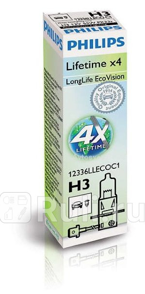Лампа H3 55W PHILIPS Long Life 3300K PHILIPS 12336 LLECO C1 540₽