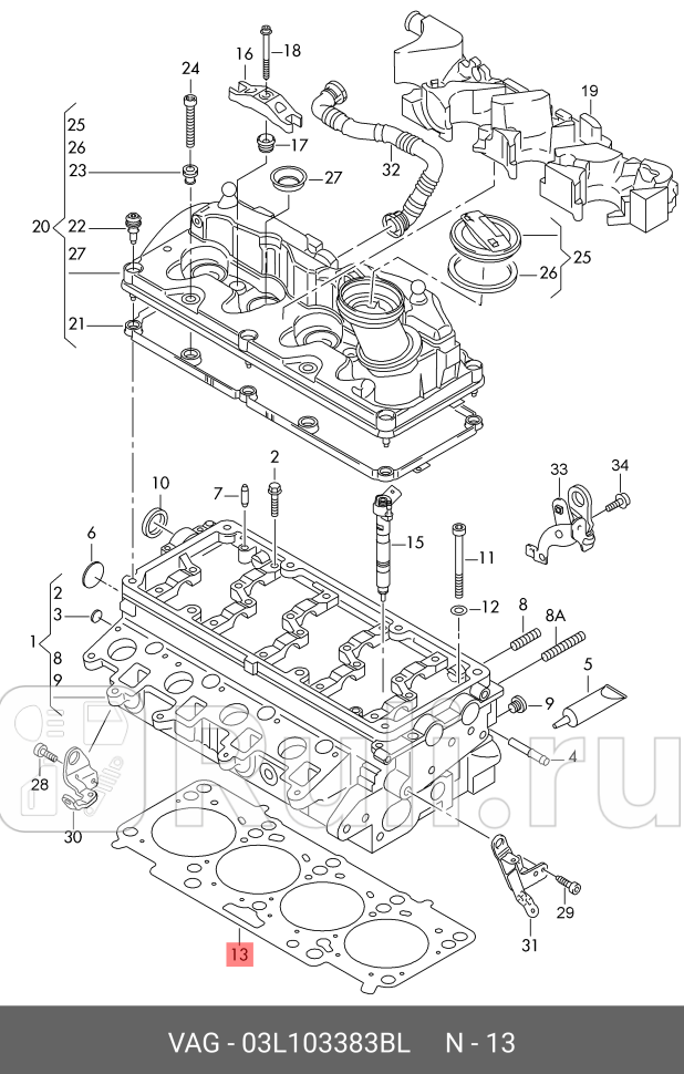 ПРОКЛАДКА ГБЦ VAG 03L 103 383 BL 10470₽