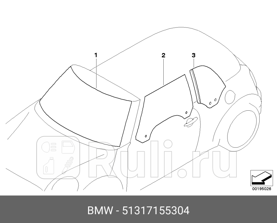 Щиток лобового стекла Вх BMW MINI Cabrio R52 R57 LCI Clubman R55 R50 R53 R56 BMW 51 31 7 155 304 0₽