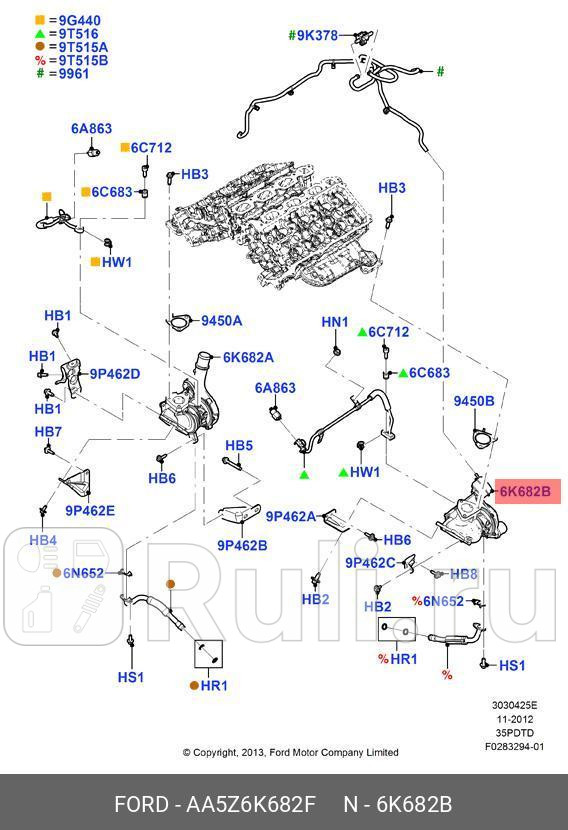 Турбокомпрессор левый ORG FORD AA5Z6K682F 183100₽