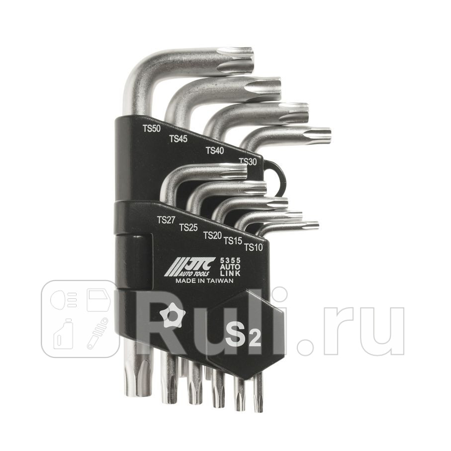 Набор ключей TORX пятилучевых Г-образных с отверстием ТS10-ТS50 9пр JTC JTC JTC5355 1550₽