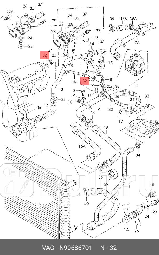 Хомут металлический SKODA FABIA 2007VW POLO SED RUS 2011 VAG N90686701 20₽