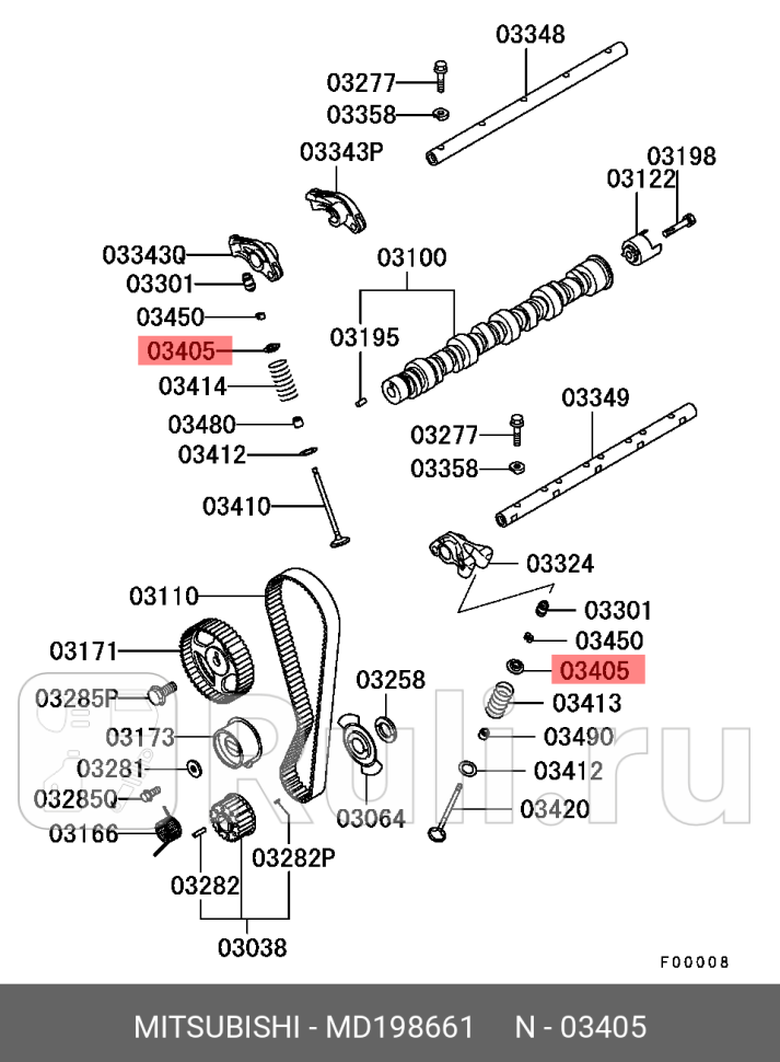 Тарелка пружины клапана верхняя MITSUBISHI MD198661 0₽