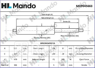 Амортизатор двери багажника MANDO MOP045663 1510₽