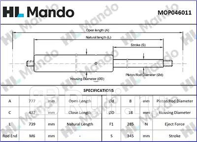 Амортизатор капота MANDO MOP046011 1750₽