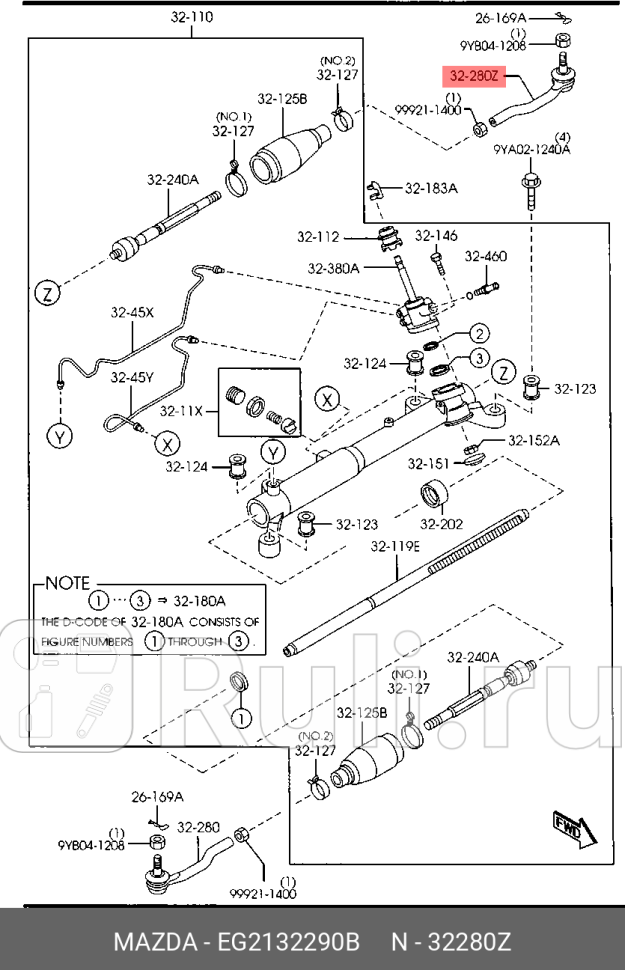 Наконечник поперечной рулевой тяги MAZDA EG21-32-290B 6380₽