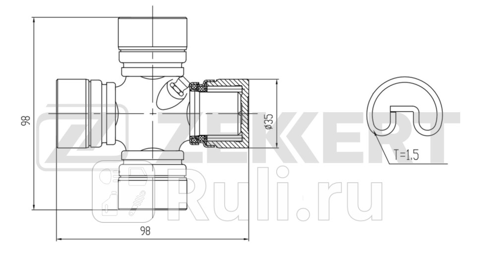 Крестовина карданного вала 35 00x98 00 Gaz Gazon 3307 64- Zekkert kg-1148 1180₽