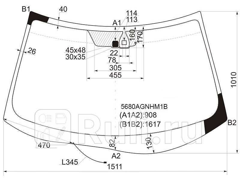 Стекло лобовое Обогрев щеток Датчик дождя Mitsubishi Outlander 05-12 Citroen C-Crosser 07-12 FUYAO 5680AGNHM1B 11280₽