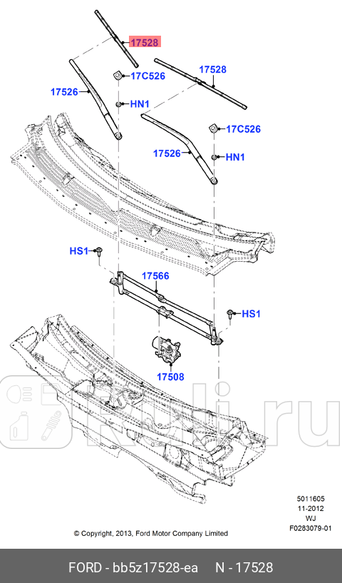 Щетка стеклоочистителя FORD BB5Z17528EA 4210₽