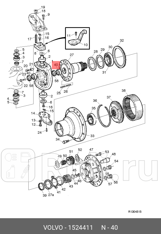 Подшипник полуоси ведущего переднего моста 102161703008200224698072 VOLVO 1524411 0₽
