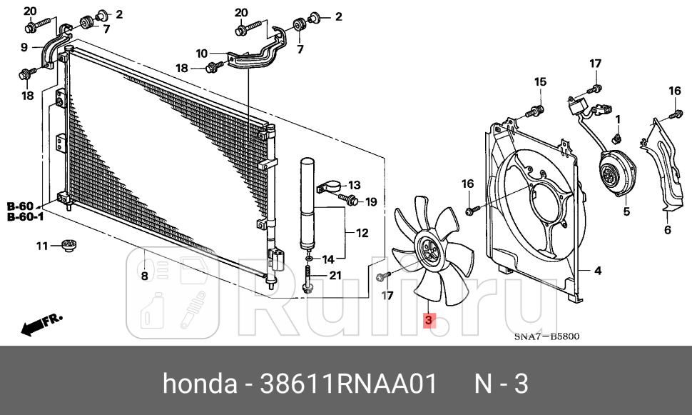 Вентилятор охлаждения HONDA 38611RNAA01 0₽