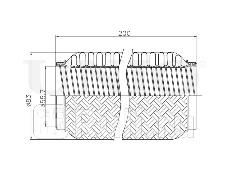 Гофра глушителя UNIO EXP-55200L 1410₽