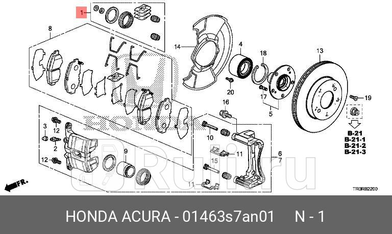Ремкомплект тормозного суппорта на 1 суппорт перед HONDA 01463S7AN01 4420₽