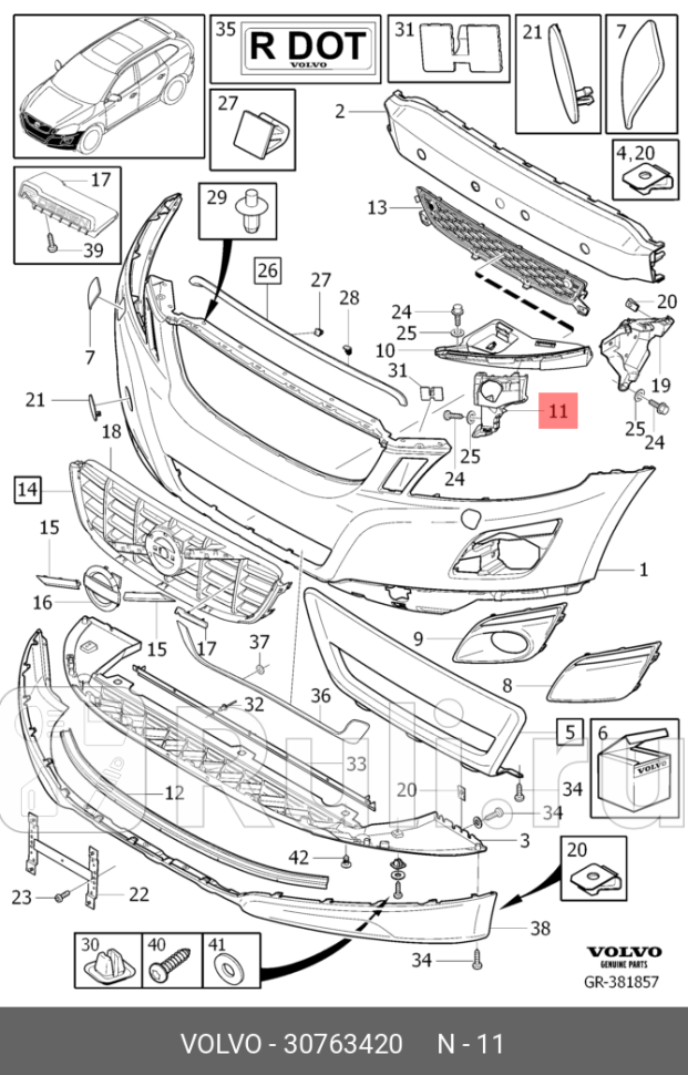 КРОНШТЕЙН ФОРСУНКИ ОМЫВАТЕЛЯ ФАРЫ ПРАВОЙ VOLVO 30763420 0₽