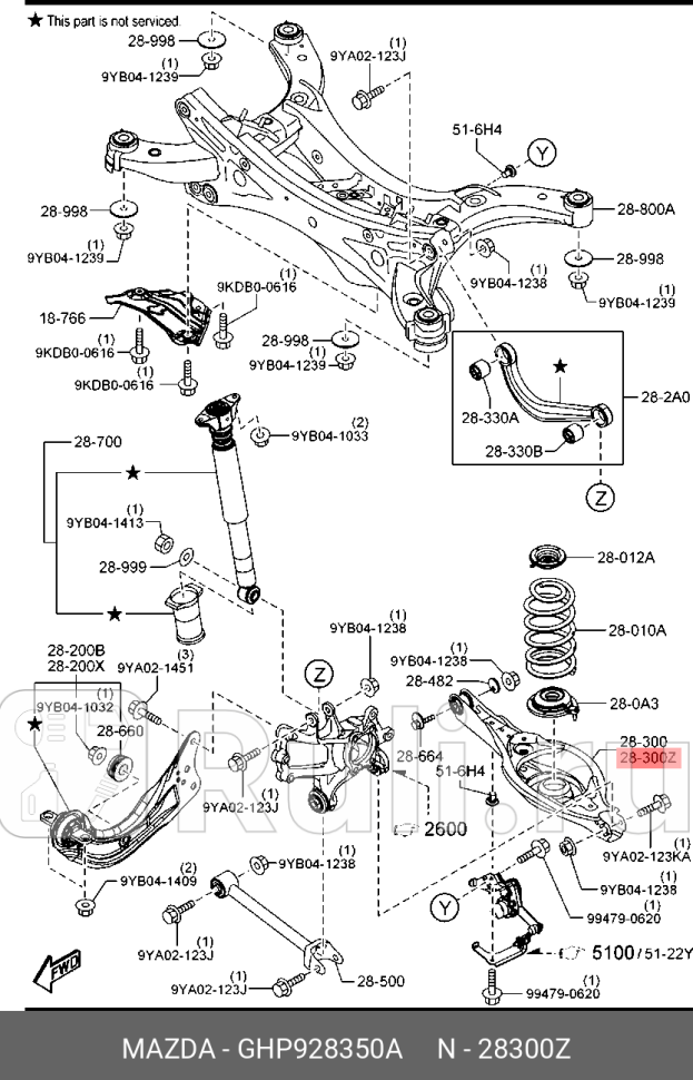 Рычаг задний левый MAZDA GHP928350A 0₽