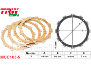 Комплект фрикционных дисков сцепления honda trx 250 01-11 TRW MCC103-5 6520₽