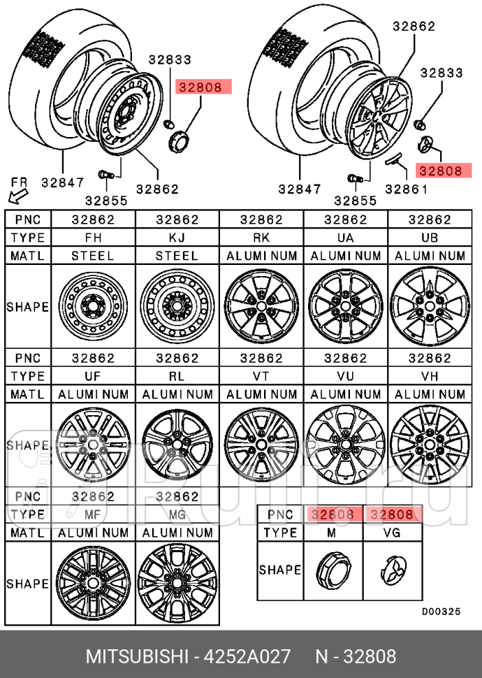 Колпак ступицы колеса MITSUBISHI 4252a027 0₽