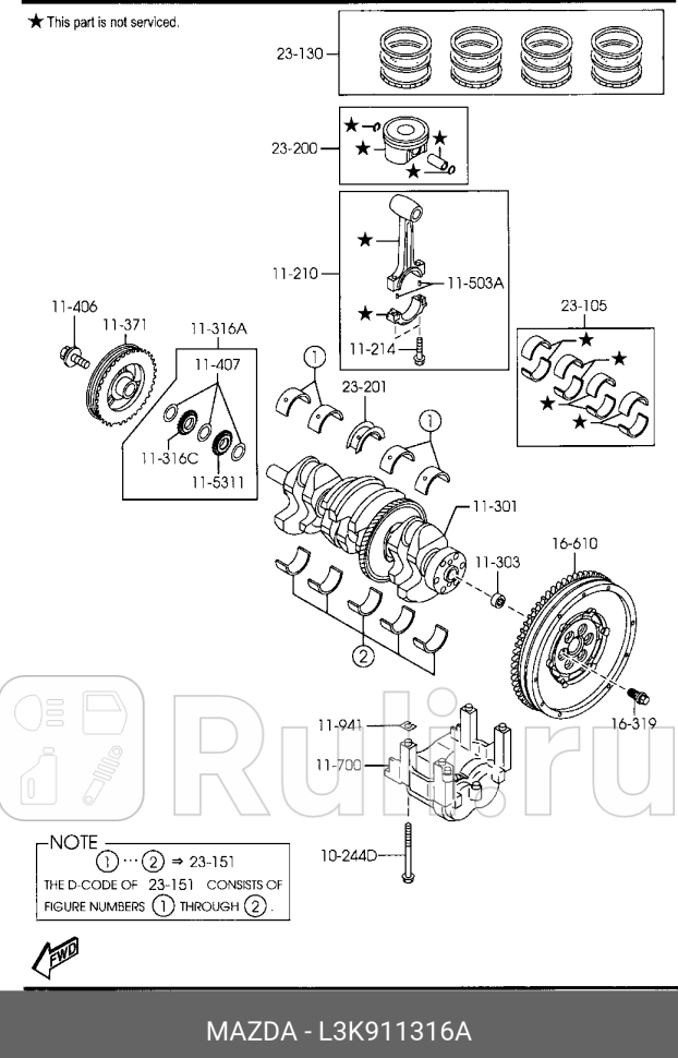 Звездочка коленвала привода цепи грм MAZDA L3K911316A 2190₽