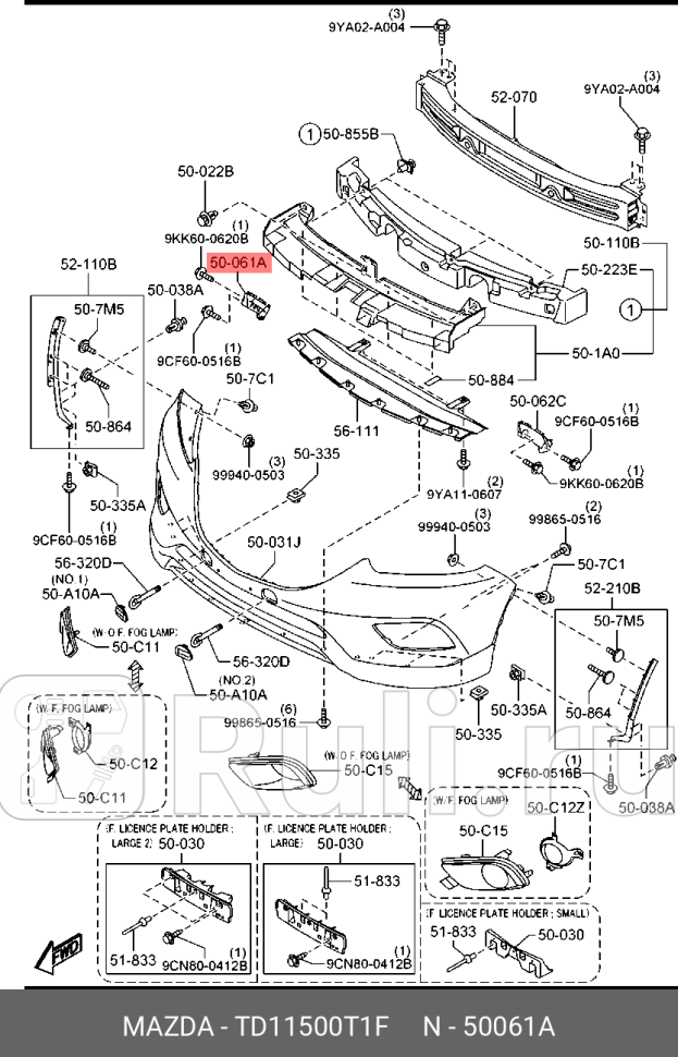 Кронштейн бампера переднего правый mazda cx-9 MAZDA TD11500T1F 0₽