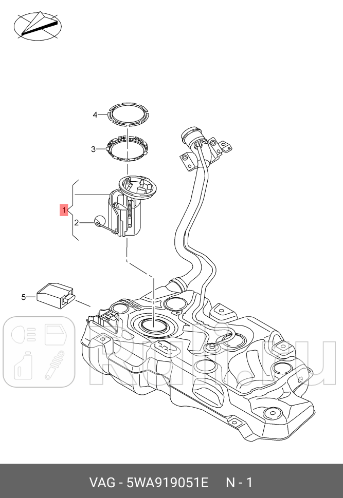 Насос топливный ОРИГИНАЛ В СБОРЕ VAG 5WA919051E 15200₽