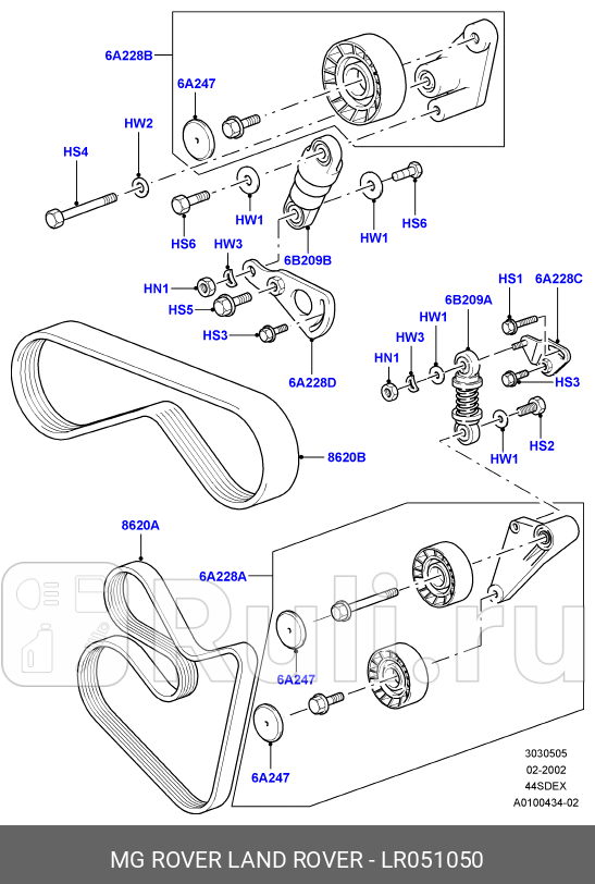 КЛИНОВОЙ РЕМЕНЬ ORG LAND ROVER LR051050 9950₽