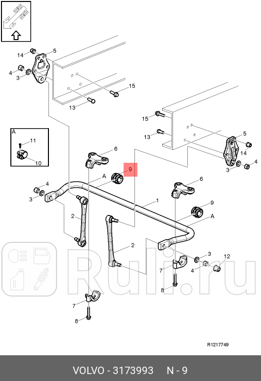 Втулка переднего стабилизатора VOLVO 3173993 0₽