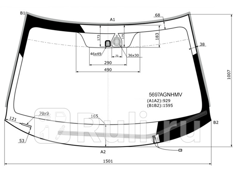 Стекло лобовое Обогрев щеток Датчик дождя Mitsubishi Outlander 12-22 FUYAO 5697AGNHMV 12690₽