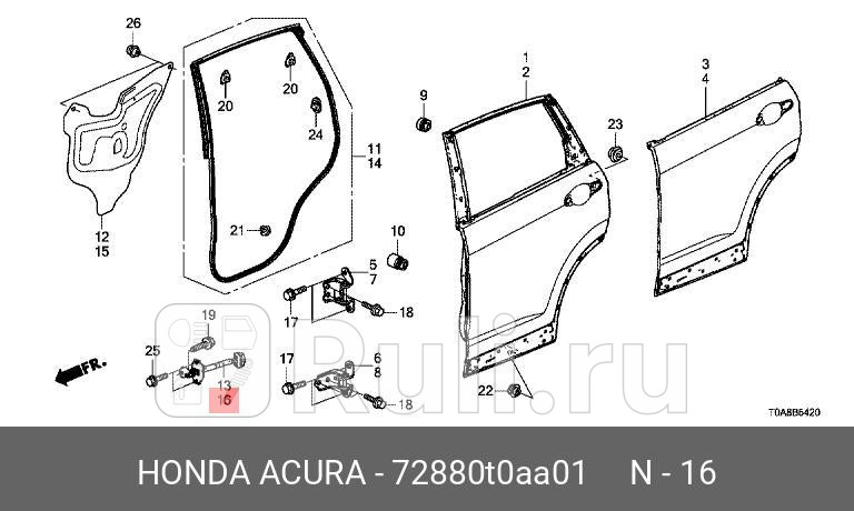 Ограничитель двери HONDA 72880T0AA01 0₽